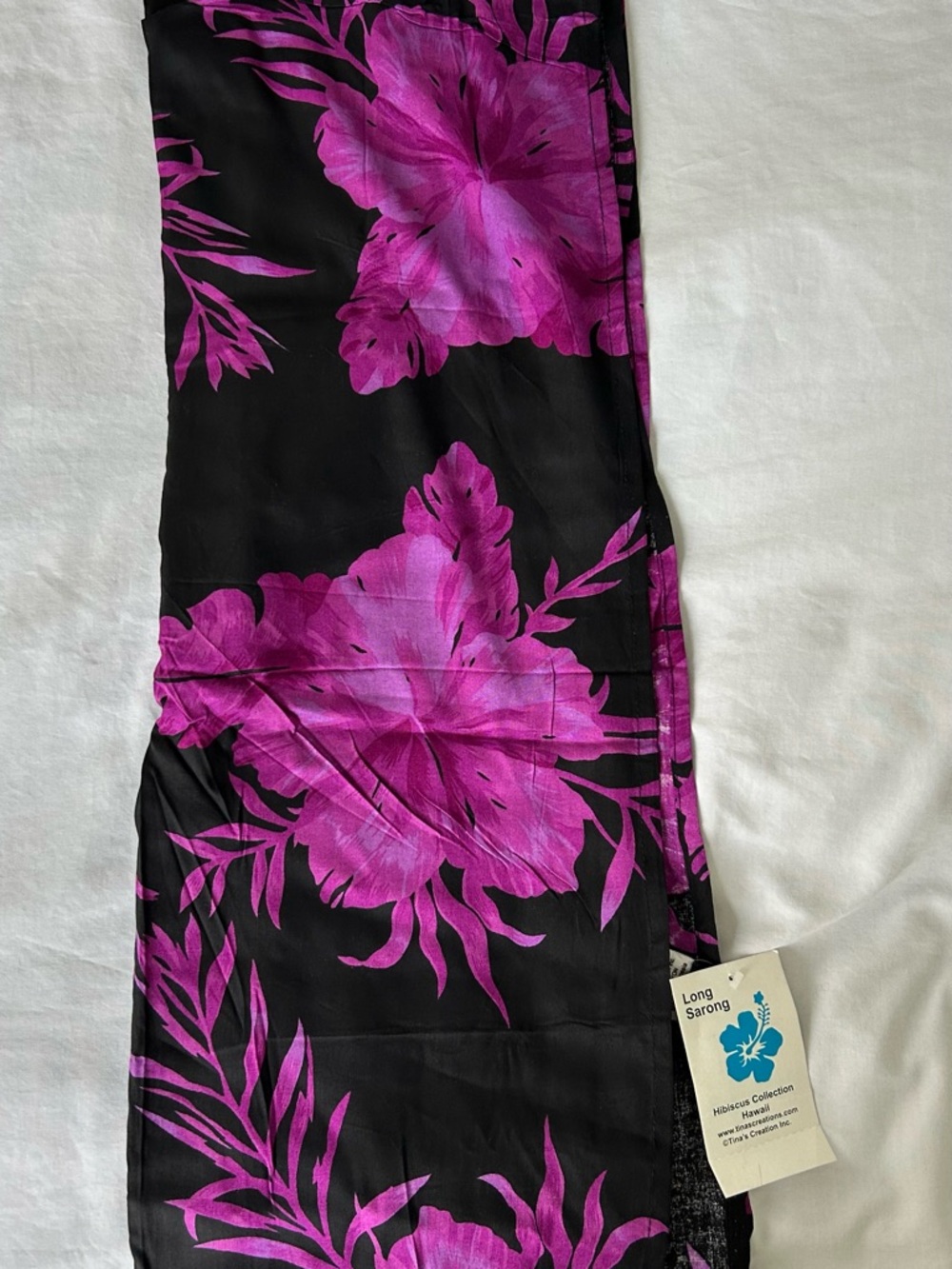 Black Sarong with Pink Purple Floral Print Uniquely Fashionable